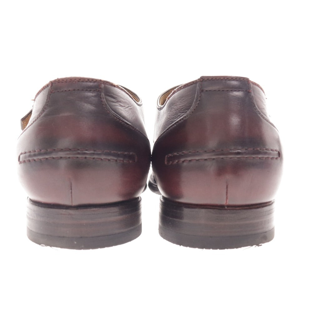 ■ Gucci coin loafers shoes saddle belt gold hardware logo men's size 42 1/2 E burgundy dark brown accessories included