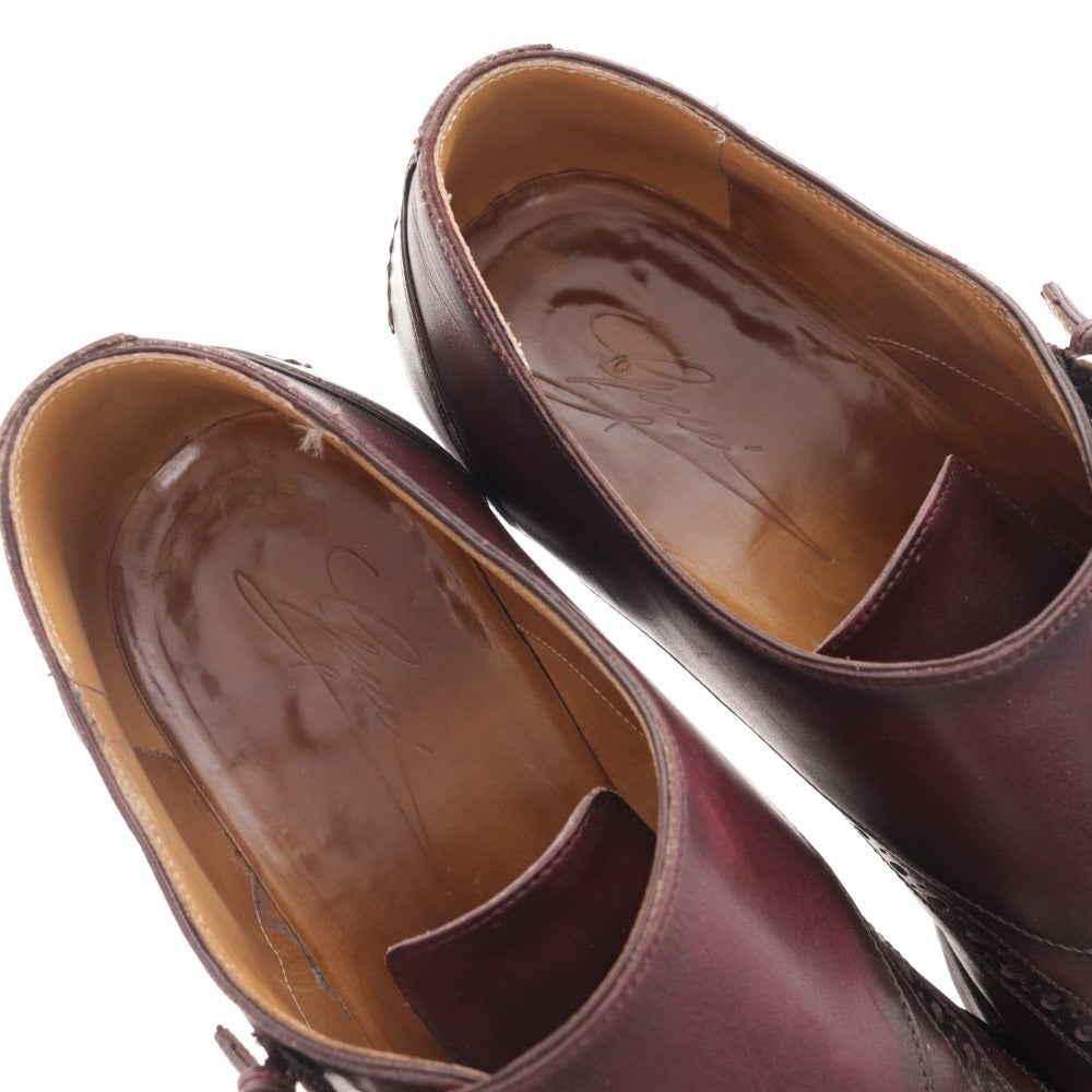 ■ Gucci coin loafers shoes saddle belt gold hardware logo men's size 42 1/2 E burgundy dark brown accessories included