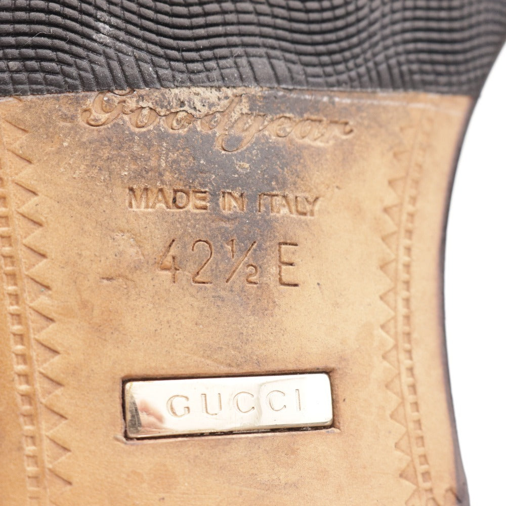 ■ Gucci coin loafers shoes saddle belt gold hardware logo men's size 42 1/2 E burgundy dark brown accessories included