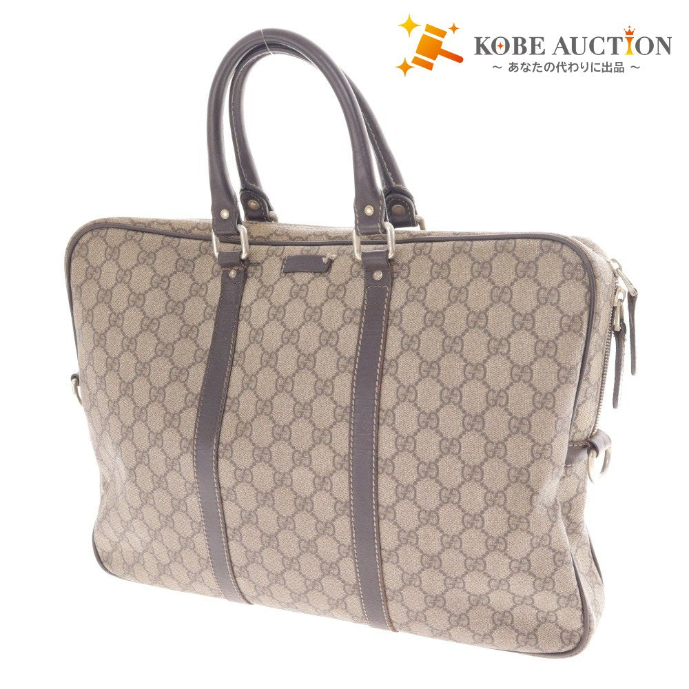 ■ Gucci Business Bag GG Supreme 201480 Bag Made in Italy Gold hardware Double zipper Open pocket Men's Beige