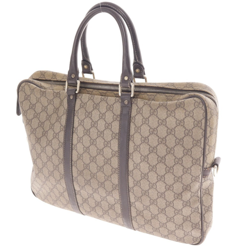 ■ Gucci Business Bag GG Supreme 201480 Bag Made in Italy Gold hardware Double zipper Open pocket Men's Beige