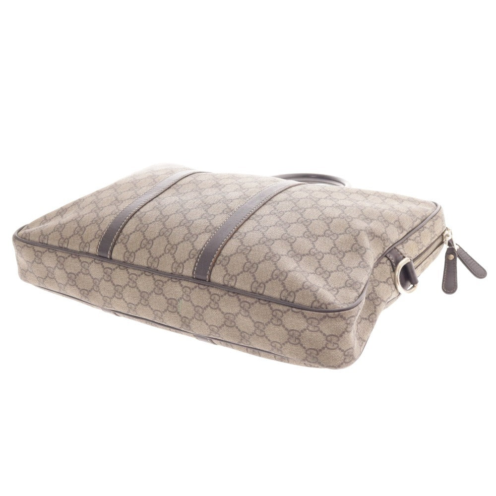 ■ Gucci Business Bag GG Supreme 201480 Bag Made in Italy Gold hardware Double zipper Open pocket Men's Beige
