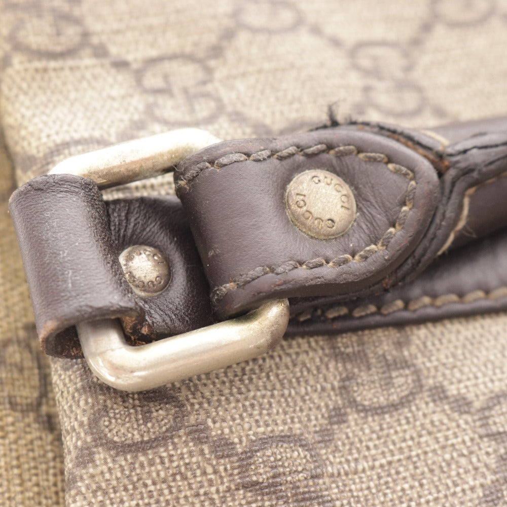 ■ Gucci Business Bag GG Supreme 201480 Bag Made in Italy Gold hardware Double zipper Open pocket Men's Beige