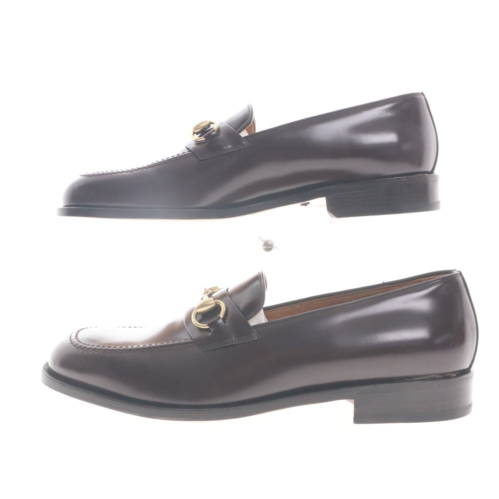 ■ グッチ GUCCI ホースビットローファー 110-0214 靴 革 金具 メンズ 8 1/2（27～27.5cm相当）ワイン ダークブラウン 付属品付き
