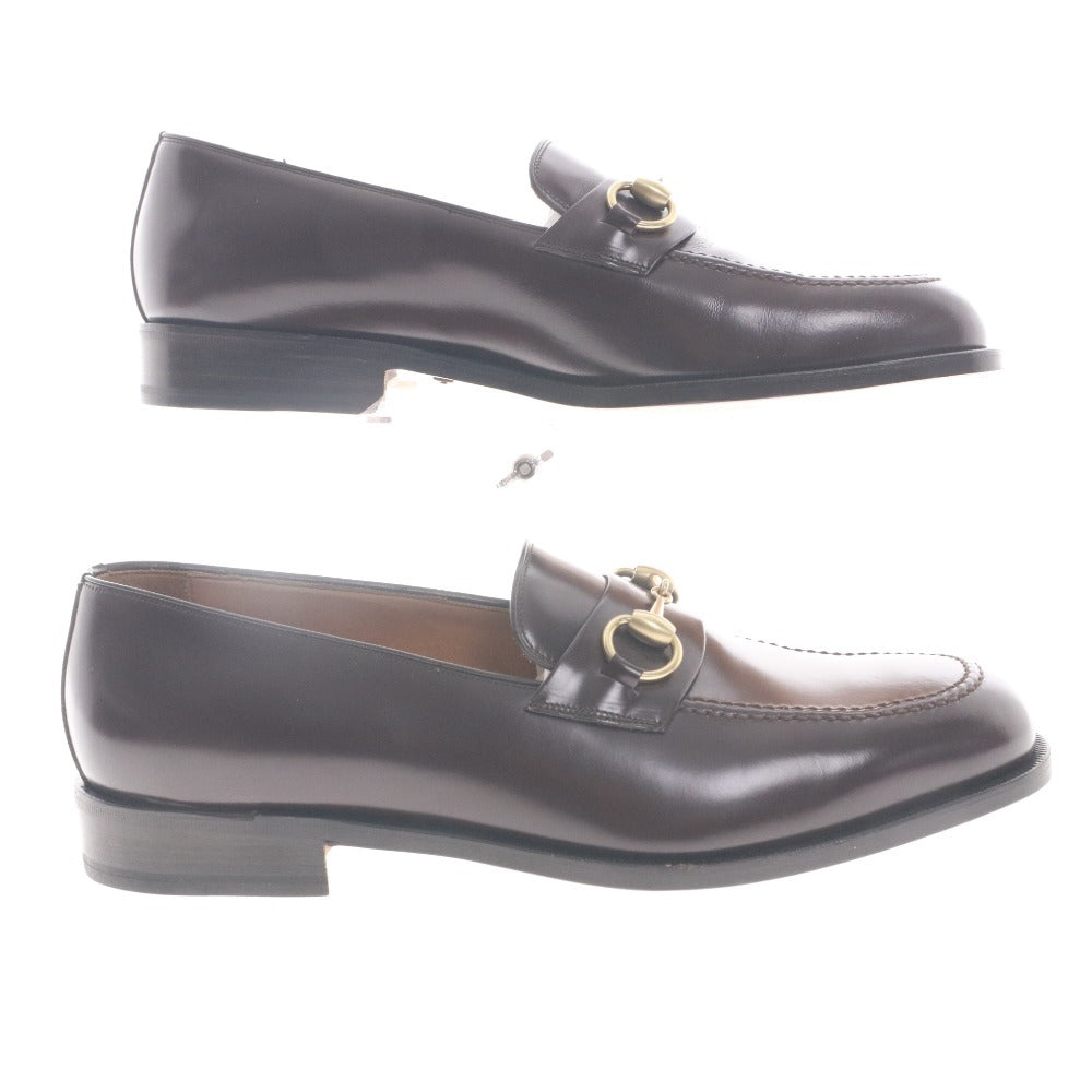 ■ グッチ GUCCI ホースビットローファー 110-0214 靴 革 金具 メンズ 8 1/2（27～27.5cm相当）ワイン ダークブラウン 付属品付き