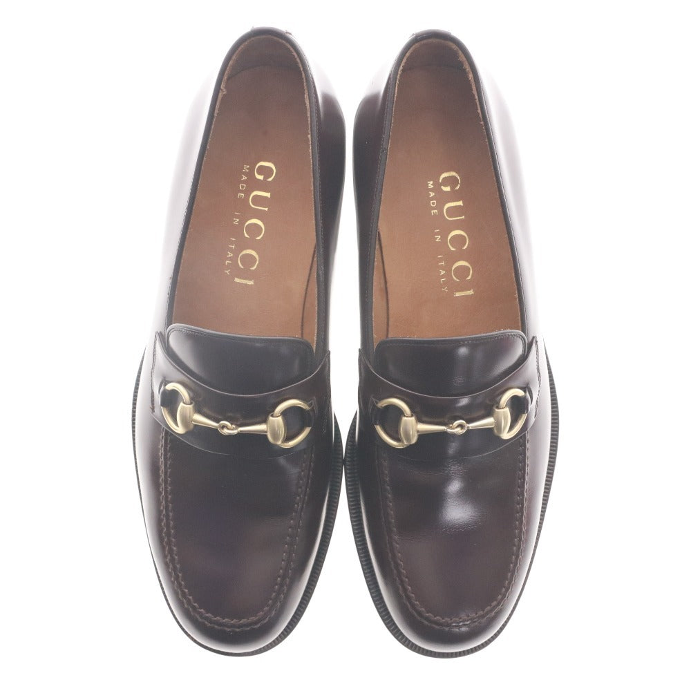 ■ グッチ GUCCI ホースビットローファー 110-0214 靴 革 金具 メンズ 8 1/2（27～27.5cm相当）ワイン ダークブラウン 付属品付き