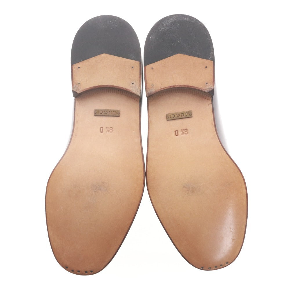 ■ グッチ GUCCI ホースビットローファー 110-0214 靴 革 金具 メンズ 8 1/2（27～27.5cm相当）ワイン ダークブラウン 付属品付き