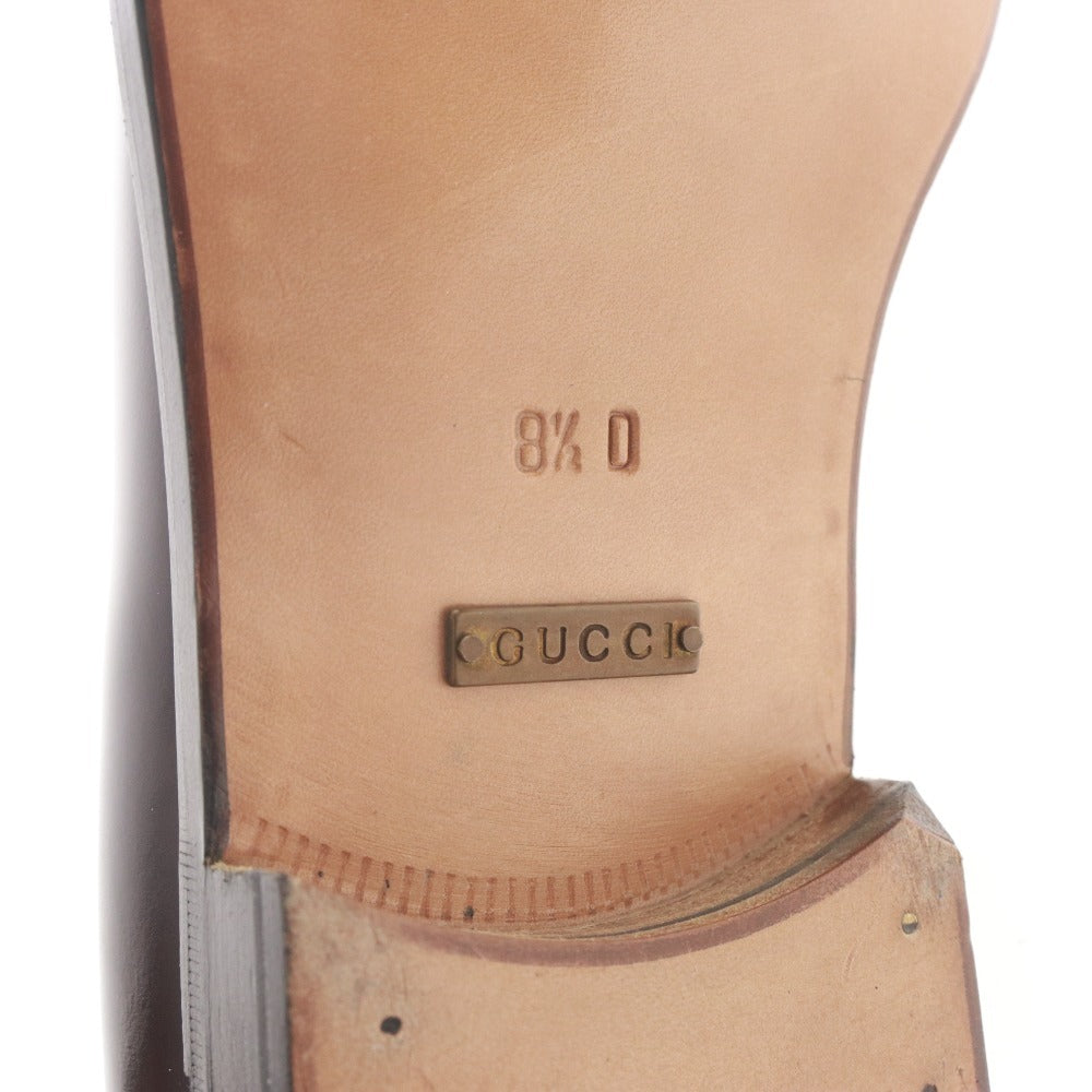 ■ グッチ GUCCI ホースビットローファー 110-0214 靴 革 金具 メンズ 8 1/2（27～27.5cm相当）ワイン ダークブラウン 付属品付き