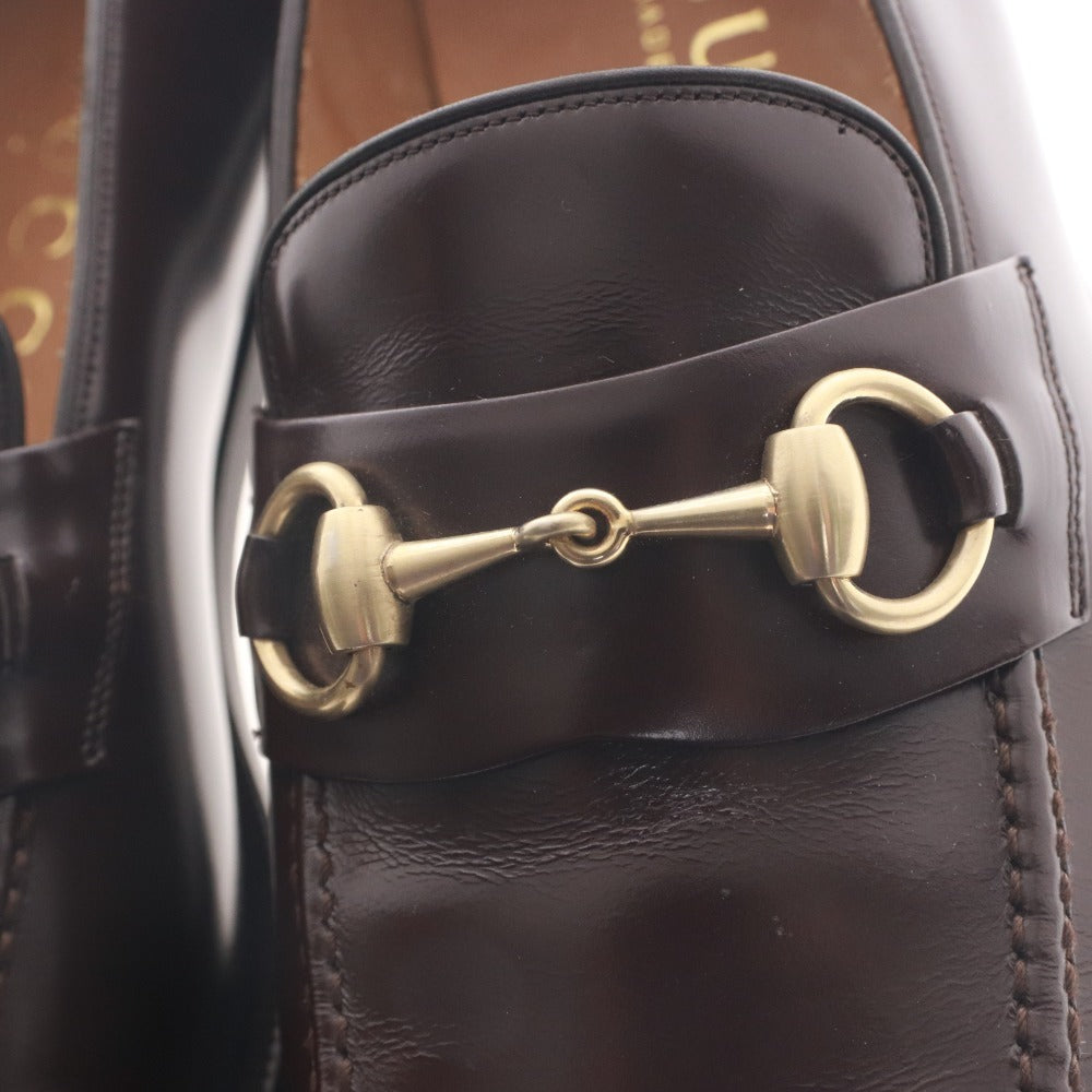 ■ グッチ GUCCI ホースビットローファー 110-0214 靴 革 金具 メンズ 8 1/2（27～27.5cm相当）ワイン ダークブラウン 付属品付き