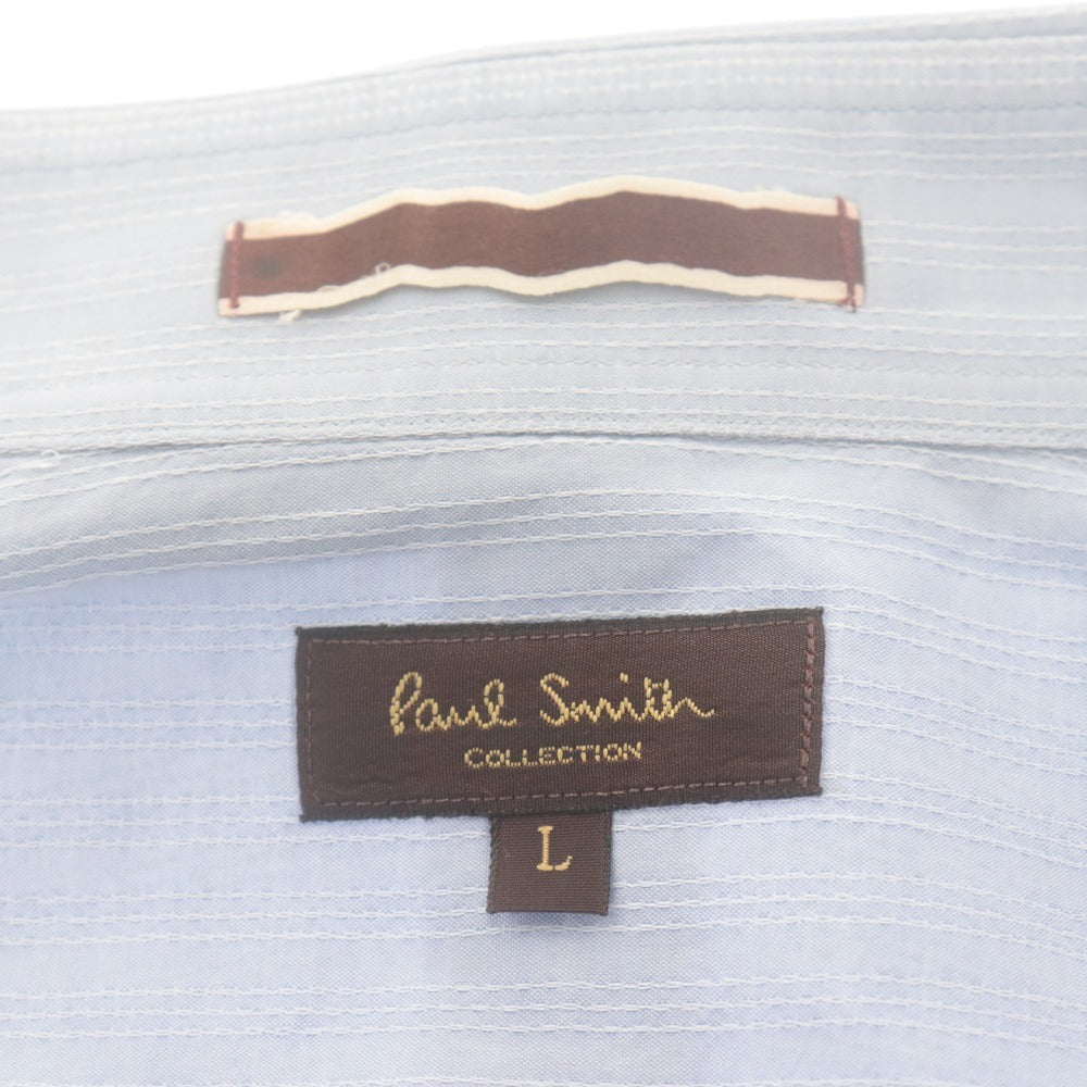 ■ Paul Smith ポールスミス ワイシャツ ドレスシャツ 長袖 トップス ストライプ コットン メンズ L ライトブルー 付属品付き