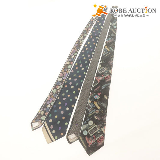 ■ Paul Smith Neckties, Set of 2, Dot Pattern, All-Over Pattern, Silk, Men's, Navy/Black, With Bag