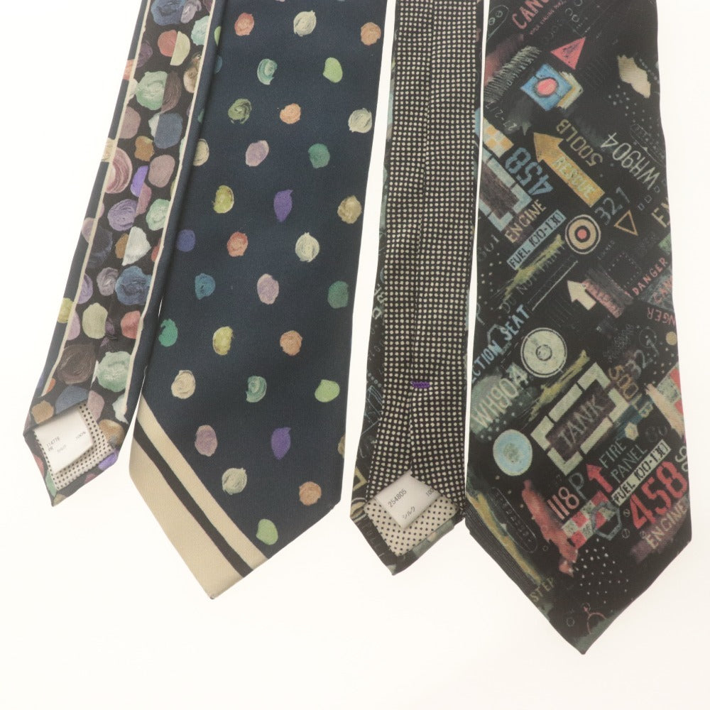 ■ Paul Smith ポールスミス ネクタイ 2本セット まとめ売り ドット 総柄 シルク メンズ ネイビー系 ブラック系 袋付き
