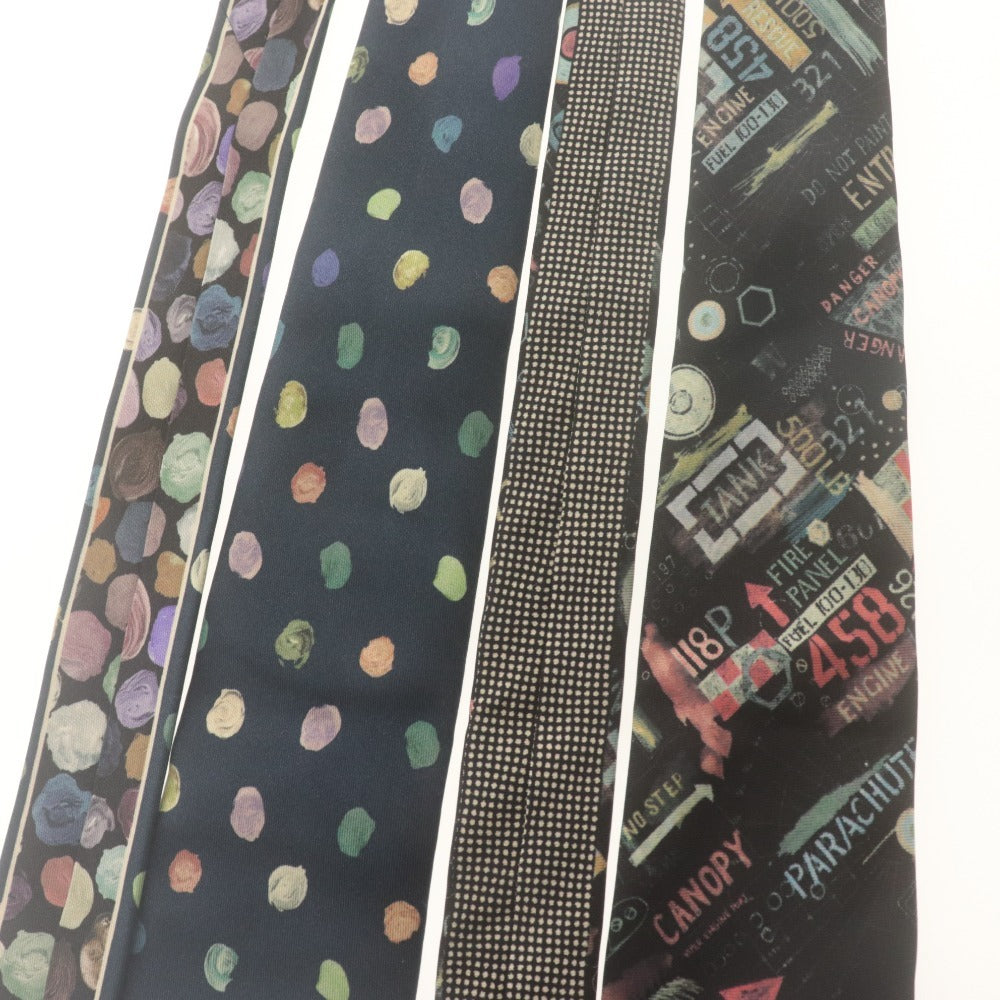 ■ Paul Smith ポールスミス ネクタイ 2本セット まとめ売り ドット 総柄 シルク メンズ ネイビー系 ブラック系 袋付き