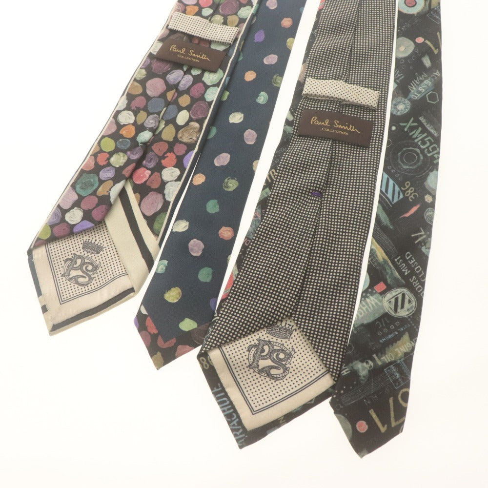 ■ Paul Smith ポールスミス ネクタイ 2本セット まとめ売り ドット 総柄 シルク メンズ ネイビー系 ブラック系 袋付き