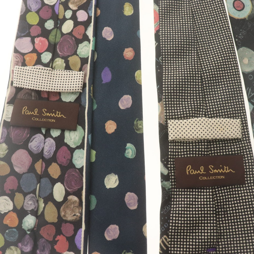 ■ Paul Smith ポールスミス ネクタイ 2本セット まとめ売り ドット 総柄 シルク メンズ ネイビー系 ブラック系 袋付き
