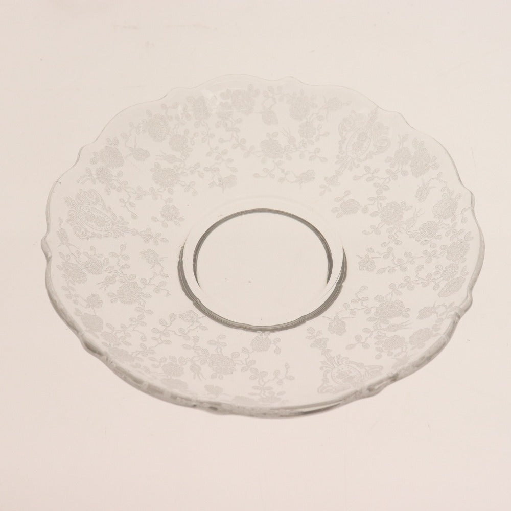 ■ Cambridge Cup &amp; Saucer Rose Point Rose Etching Crystal Tableware Glass Antique