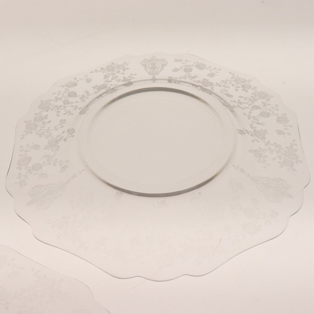 ■ Cambridge Glass Plate 2-piece Set Bulk Sale Rose Point Rose Etching Crystal Tray Cake Plate Antique