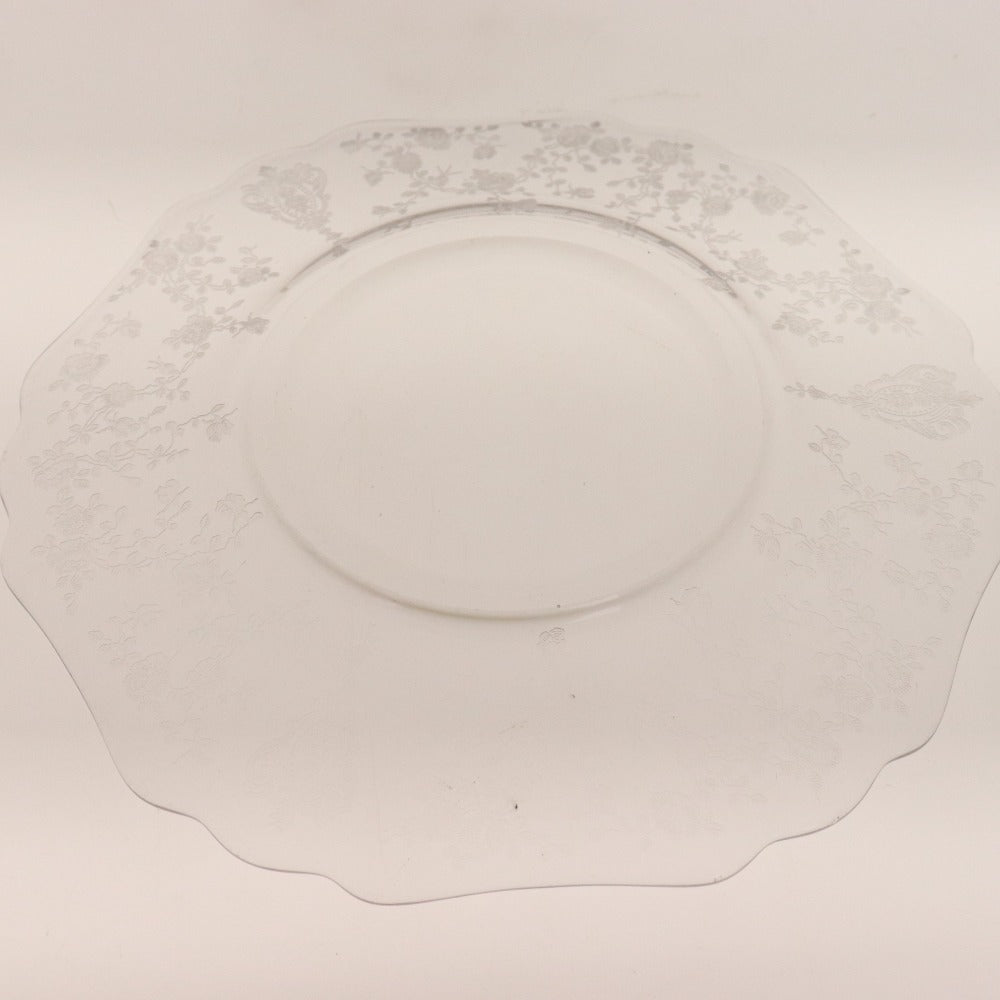 ■ Cambridge Glass Plate 2-piece Set Bulk Sale Rose Point Rose Etching Crystal Tray Cake Plate Antique