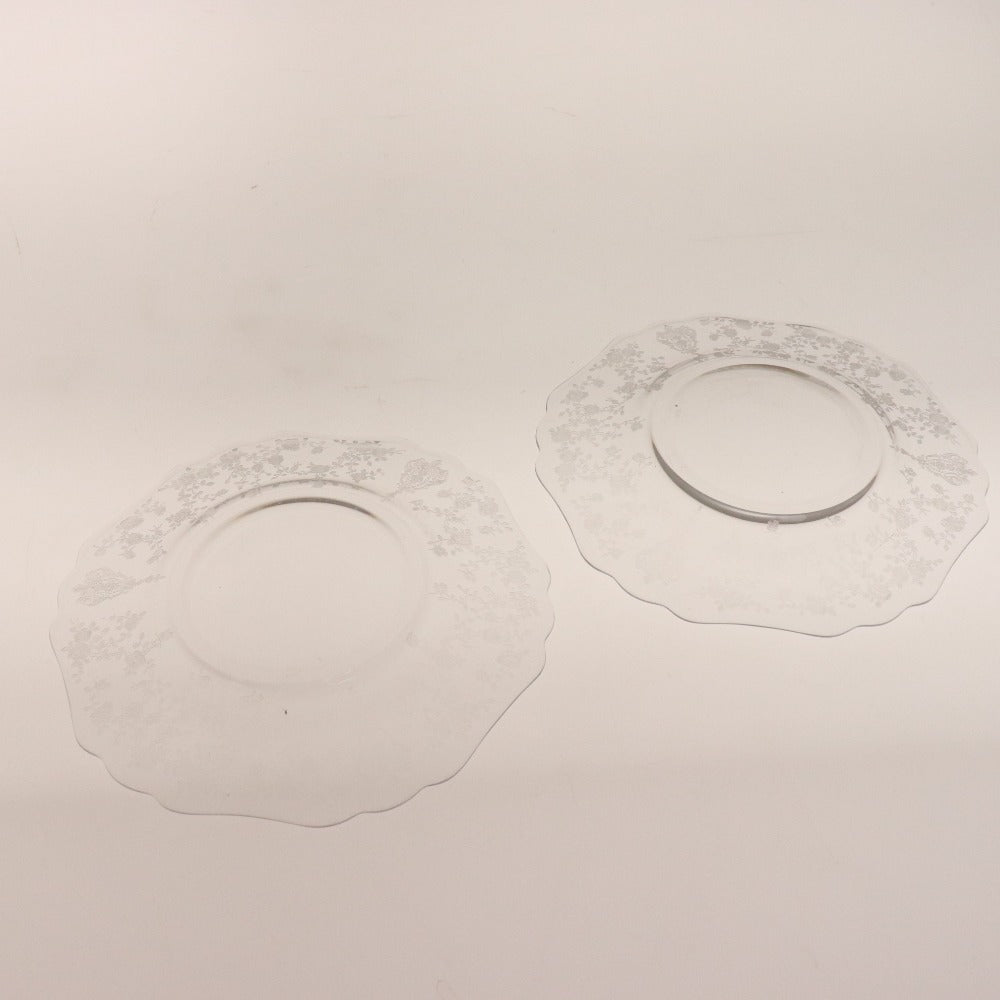 ■ Cambridge Glass Plate 2-piece Set Bulk Sale Rose Point Rose Etching Crystal Tray Cake Plate Antique