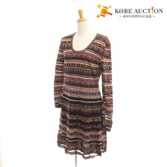 ■ Missoni dress, knit, long sleeves, top, skirt, all-over print, women's, size 46, multicolor, with tags, unused