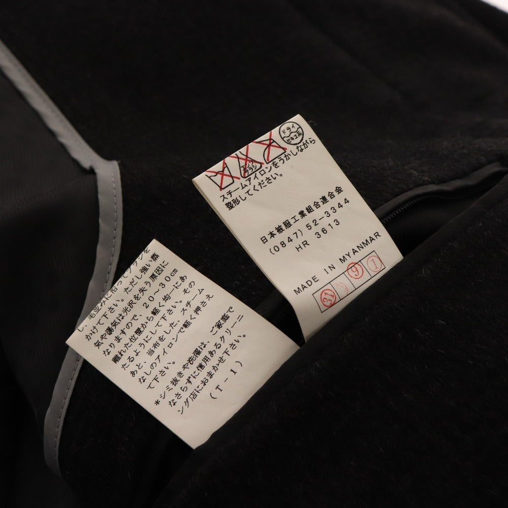 ■ Seville Row Long Coat Outerwear 100% Cashmere Check Men's L Black