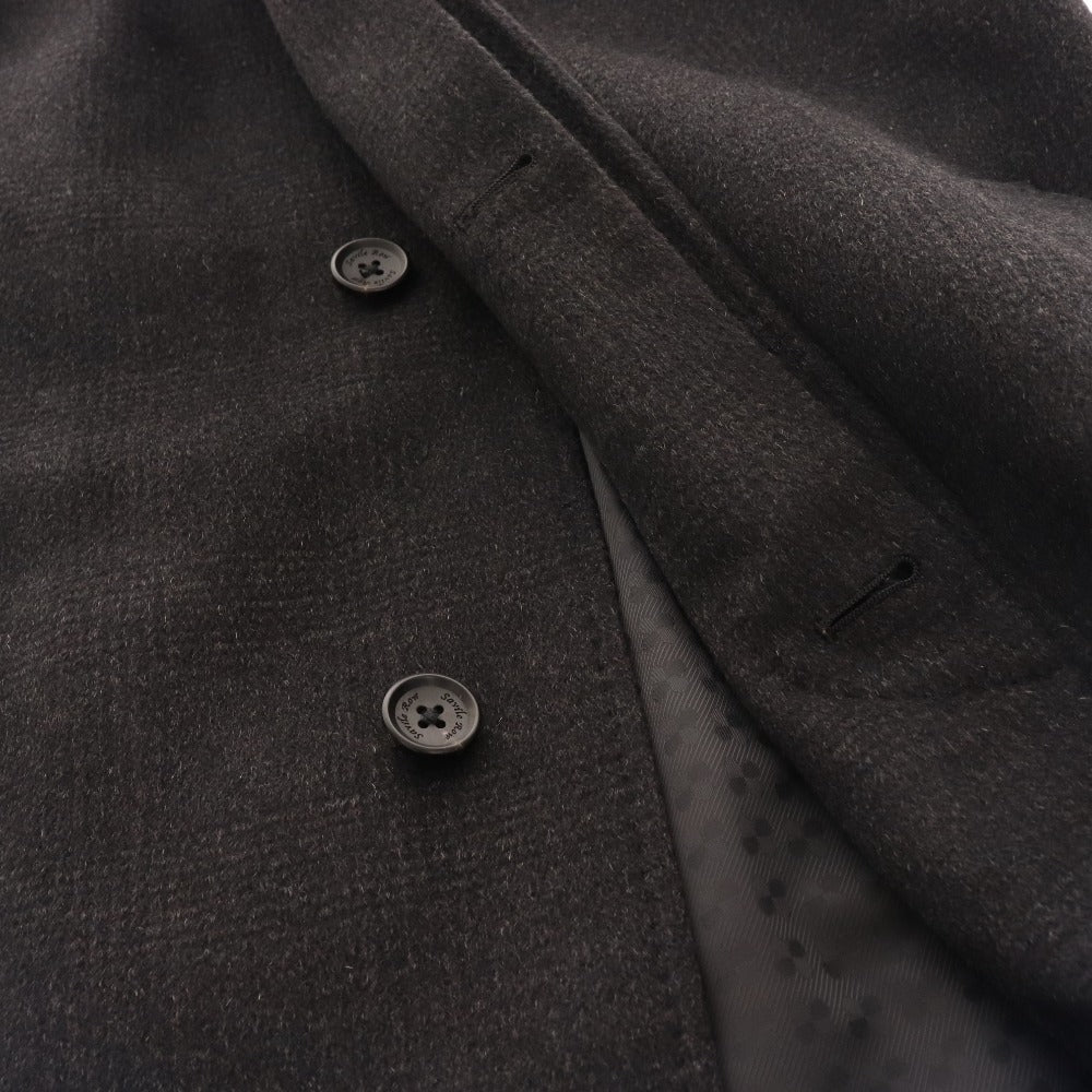 ■ Seville Row Long Coat Outerwear 100% Cashmere Check Men's L Black