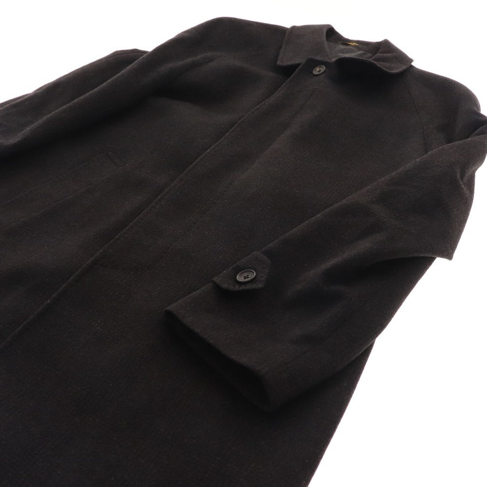 ■ Seville Row Long Coat Outerwear 100% Cashmere Check Men's L Black