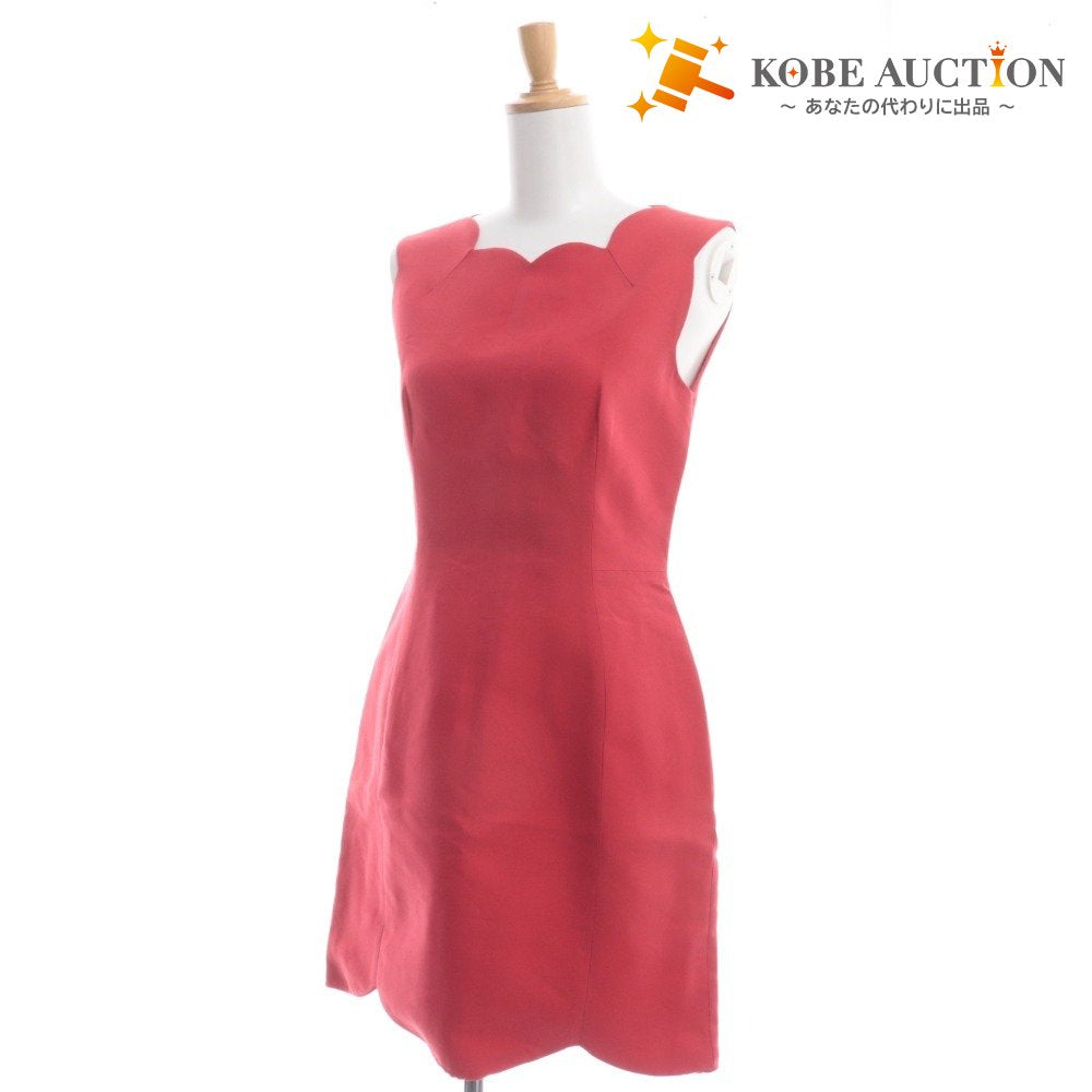 ■ Christian Dior Mini Dress Sleeveless Scallop Women's 38 Red