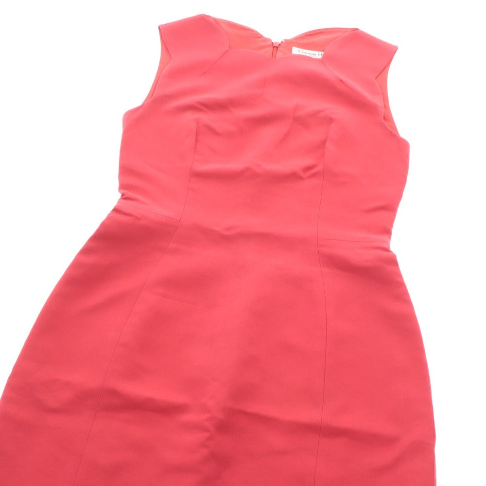 ■ Christian Dior Mini Dress Sleeveless Scallop Women's 38 Red