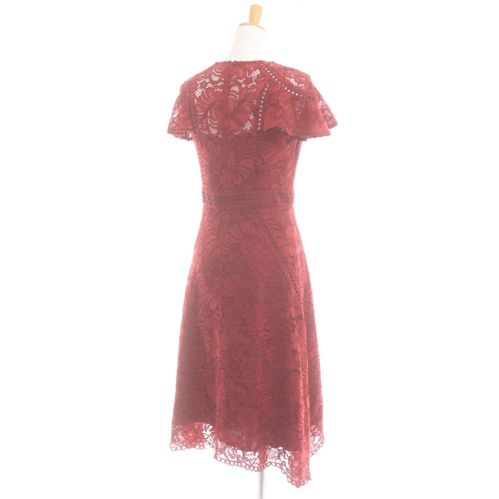 ■ Diagram ダイアグラム ワンピース ドレス 半袖 トップス レース 花柄 レディース 38 レッド 赤茶