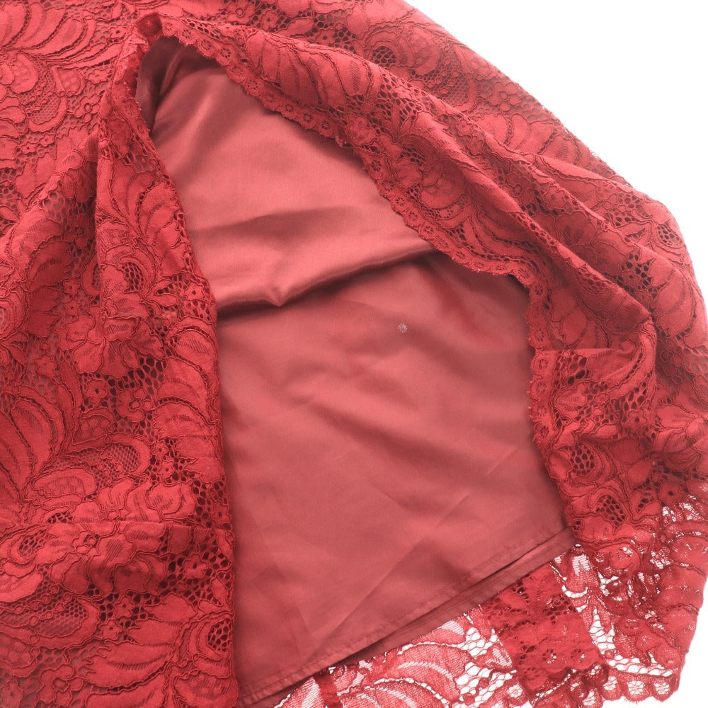 ■ Diagram ダイアグラム ワンピース ドレス 半袖 トップス レース 花柄 レディース 38 レッド 赤茶