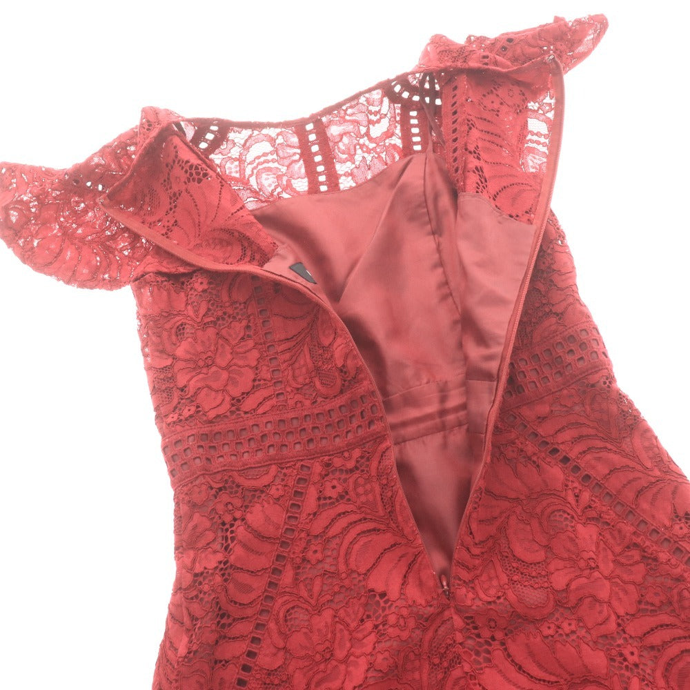 ■ Diagram ダイアグラム ワンピース ドレス 半袖 トップス レース 花柄 レディース 38 レッド 赤茶