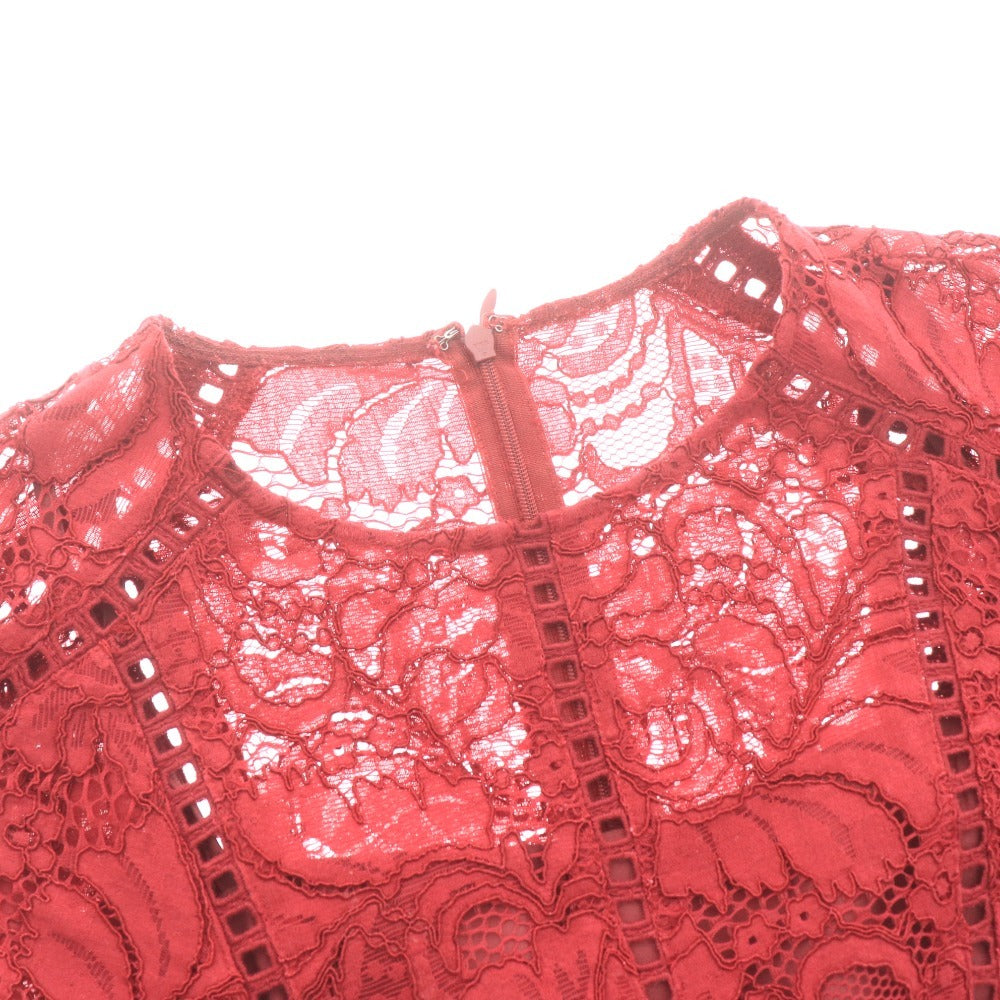 ■ Diagram ダイアグラム ワンピース ドレス 半袖 トップス レース 花柄 レディース 38 レッド 赤茶