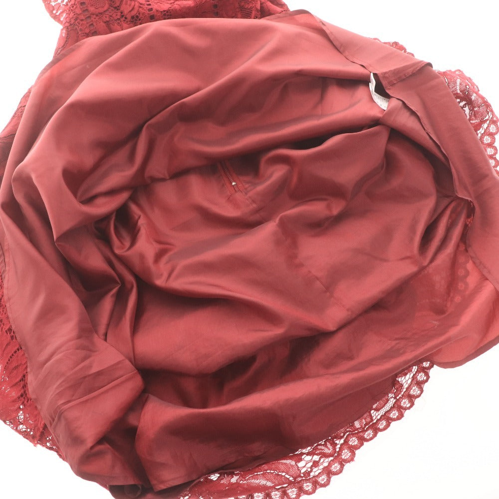 ■ Diagram ダイアグラム ワンピース ドレス 半袖 トップス レース 花柄 レディース 38 レッド 赤茶