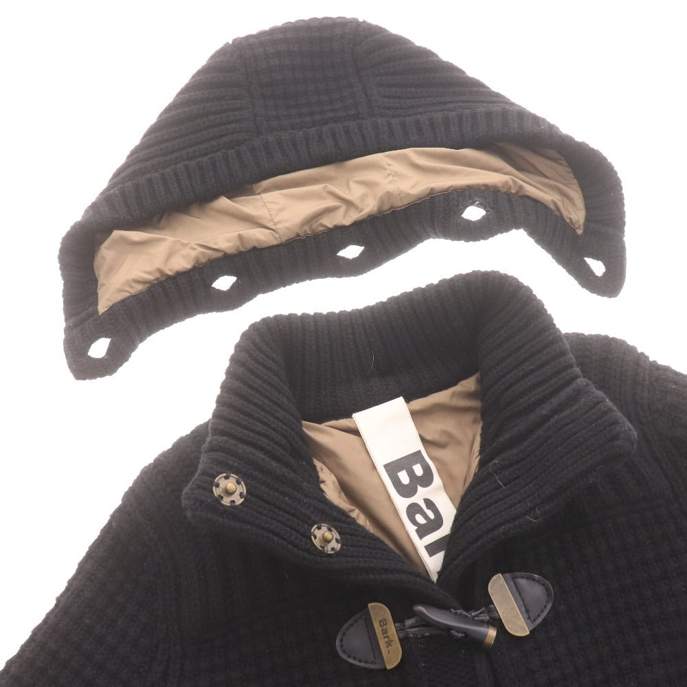 ■ バーク カーディガン ダッフルコート 長袖 ジャケット アウター フード 取り外し式 ボタン ロゴ イタリア製 レディース S ブラック