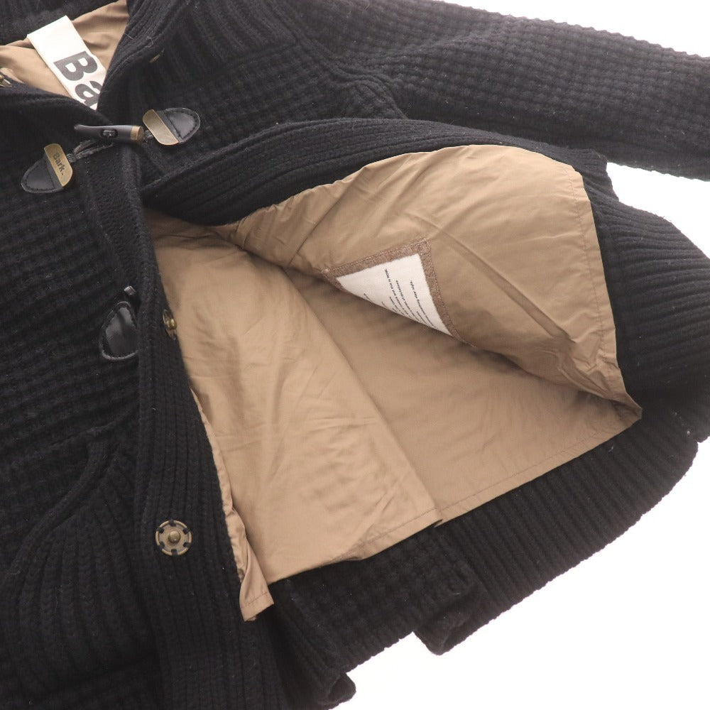 ■ バーク カーディガン ダッフルコート 長袖 ジャケット アウター フード 取り外し式 ボタン ロゴ イタリア製 レディース S ブラック