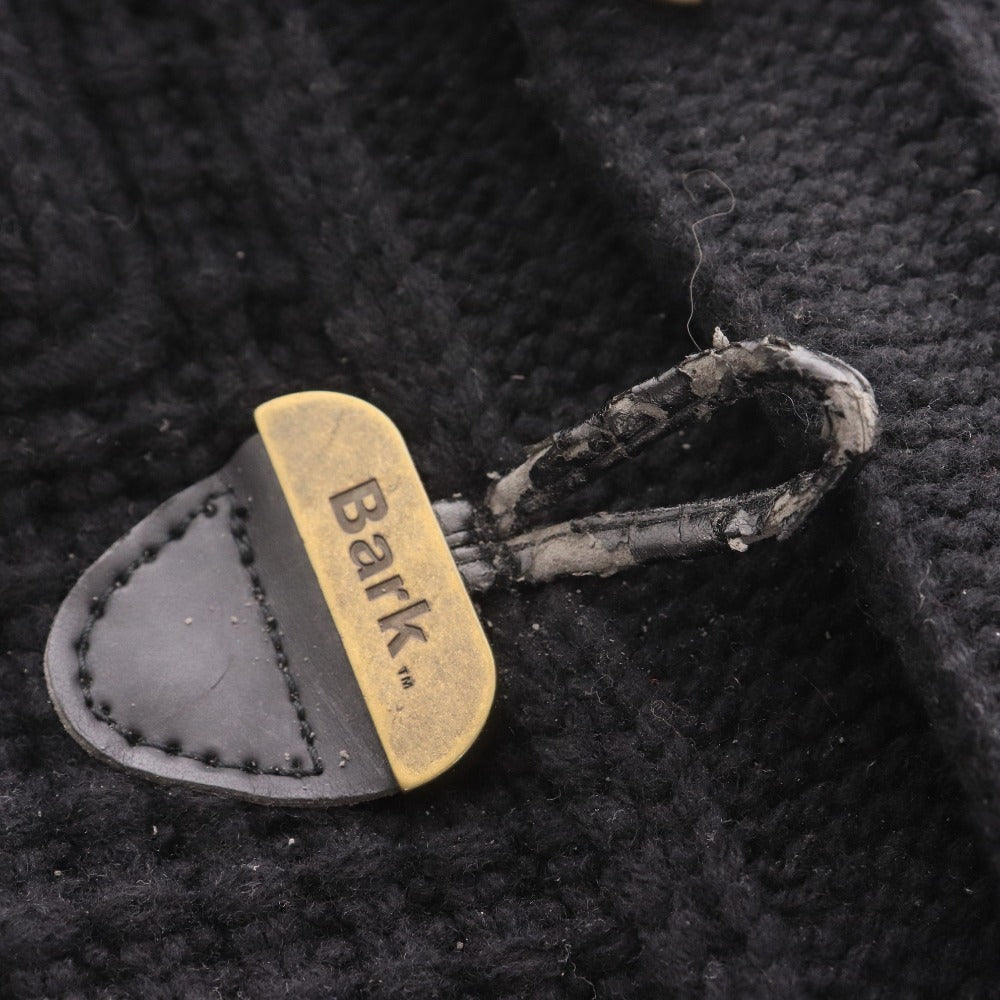 ■ バーク カーディガン ダッフルコート 長袖 ジャケット アウター フード 取り外し式 ボタン ロゴ イタリア製 レディース S ブラック