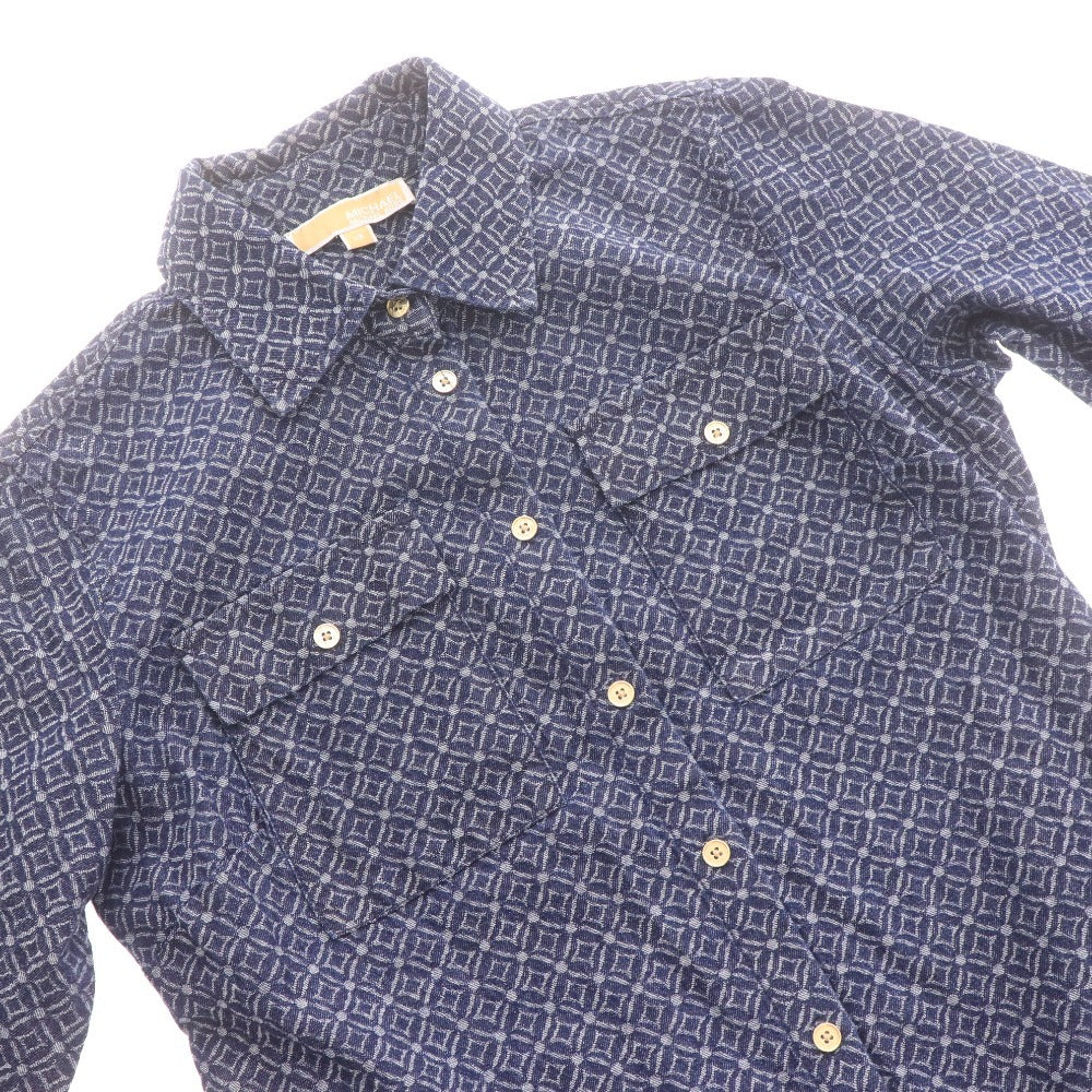 ■ MICHAEL KORS マイケルコース ワンピース ジャケット 長袖 トップス アウター チェーン 総柄 ボタン ロゴ レディース XS ネイビー