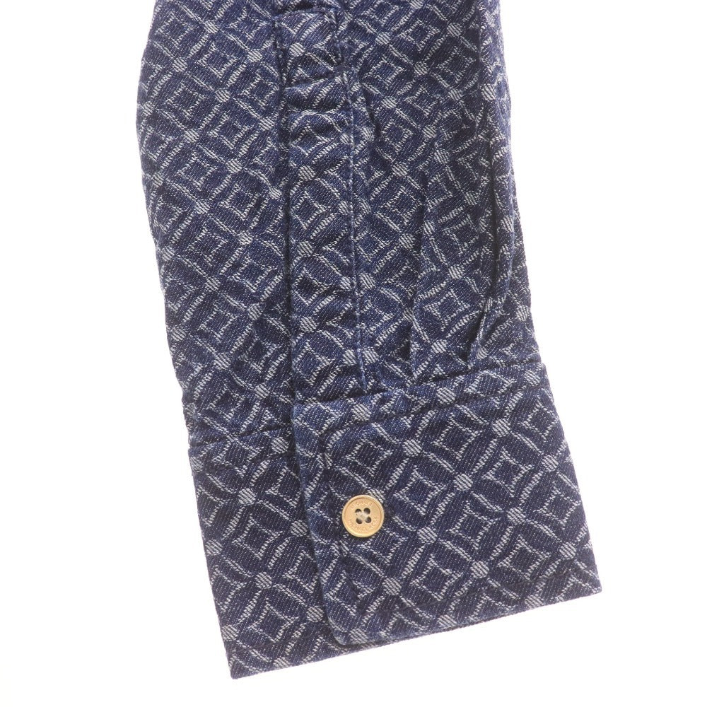 ■ MICHAEL KORS マイケルコース ワンピース ジャケット 長袖 トップス アウター チェーン 総柄 ボタン ロゴ レディース XS ネイビー