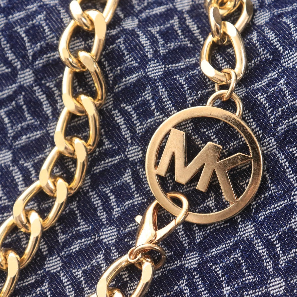 ■ MICHAEL KORS マイケルコース ワンピース ジャケット 長袖 トップス アウター チェーン 総柄 ボタン ロゴ レディース XS ネイビー