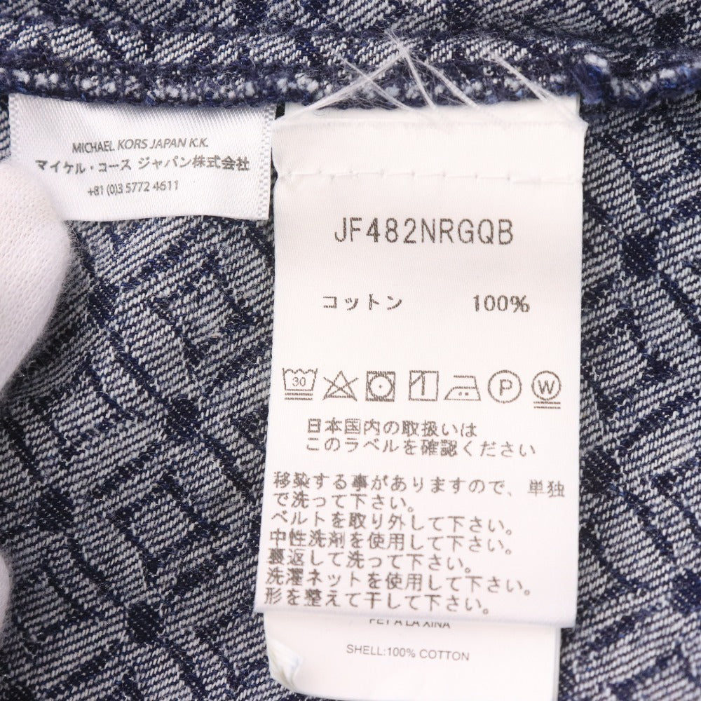 ■ MICHAEL KORS マイケルコース ワンピース ジャケット 長袖 トップス アウター チェーン 総柄 ボタン ロゴ レディース XS ネイビー