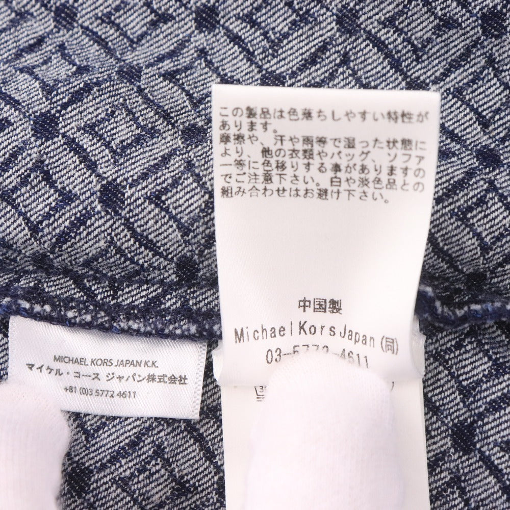 ■ MICHAEL KORS マイケルコース ワンピース ジャケット 長袖 トップス アウター チェーン 総柄 ボタン ロゴ レディース XS ネイビー