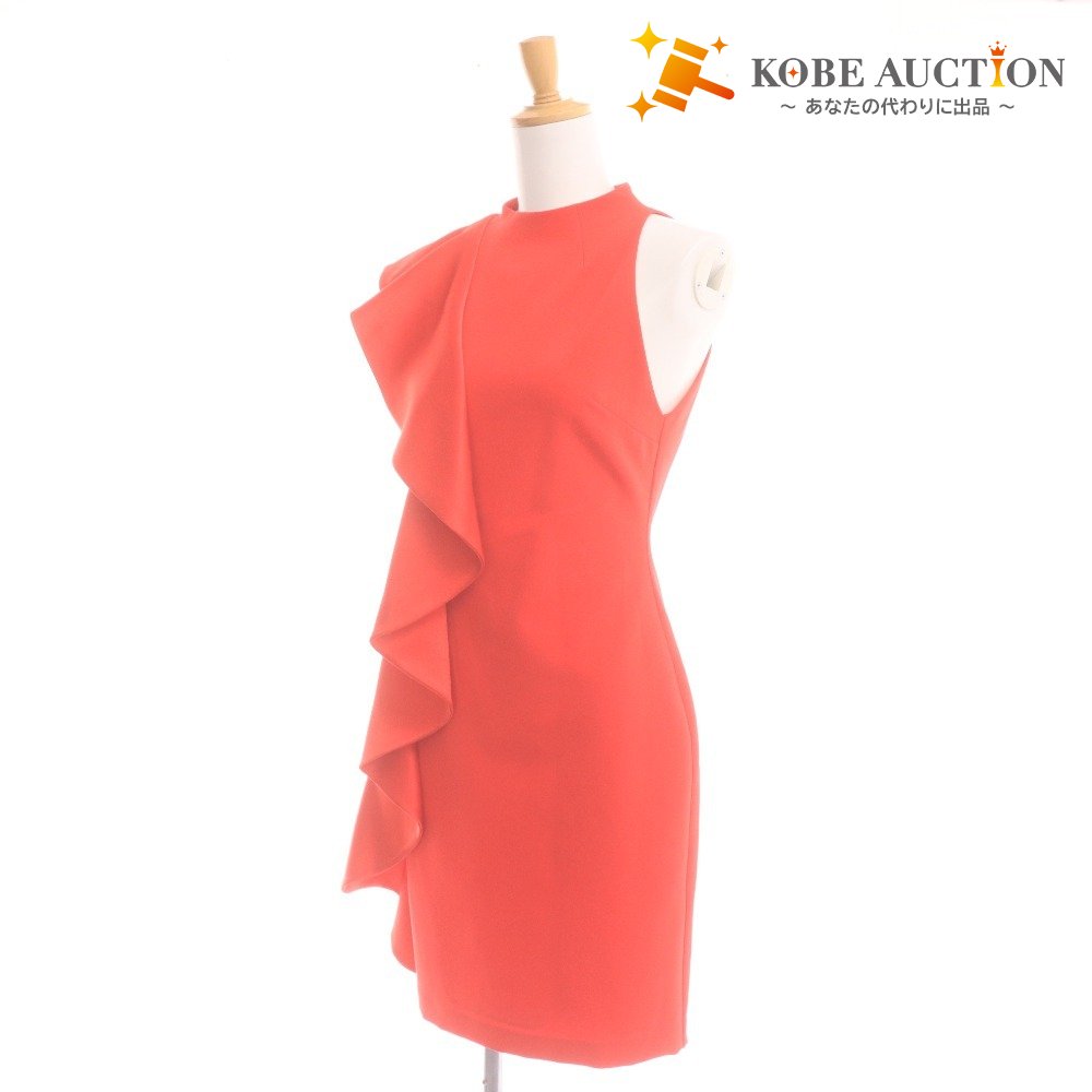 ■ alice + olivia アリスアンドオリビア ワンピース ドレス ノースリーブ トップス アシンメトリー フリル レディース 2 レッド