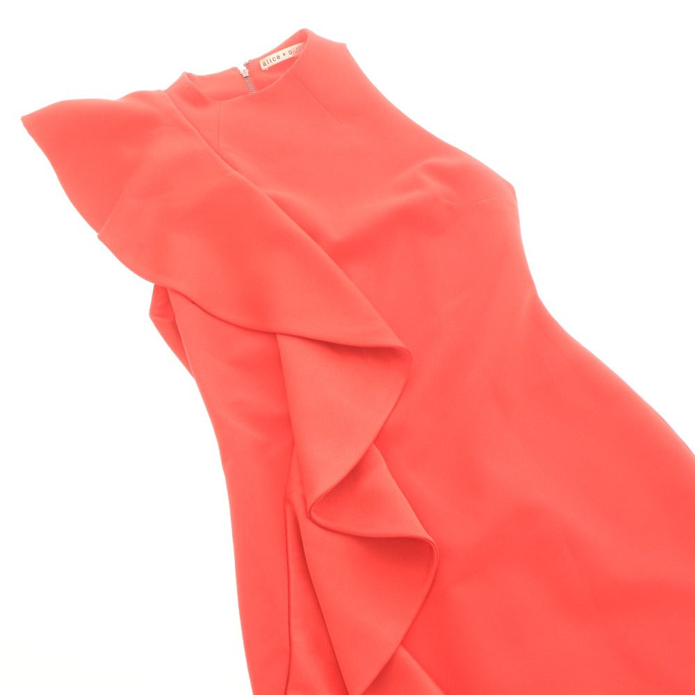 ■ alice + olivia アリスアンドオリビア ワンピース ドレス ノースリーブ トップス アシンメトリー フリル レディース 2 レッド