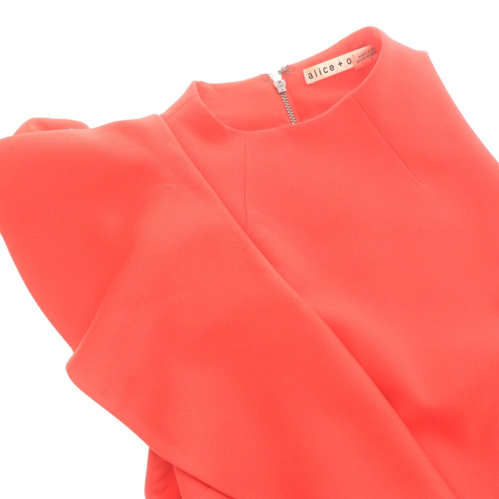 ■ alice + olivia アリスアンドオリビア ワンピース ドレス ノースリーブ トップス アシンメトリー フリル レディース 2 レッド