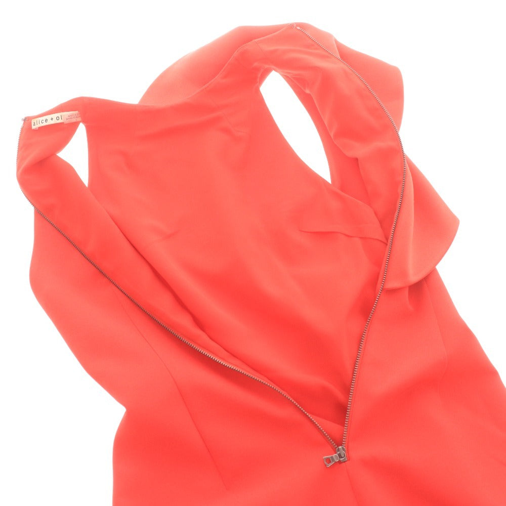 ■ alice + olivia アリスアンドオリビア ワンピース ドレス ノースリーブ トップス アシンメトリー フリル レディース 2 レッド