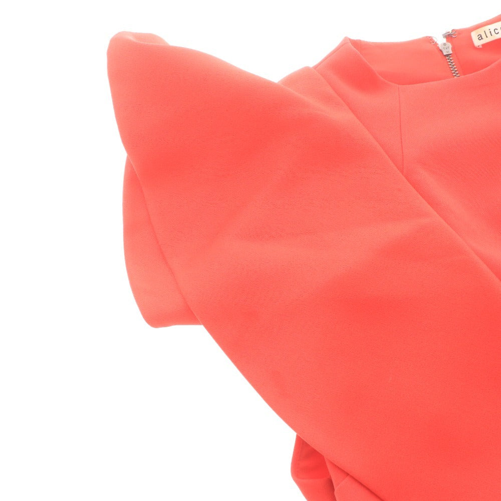 ■ alice + olivia アリスアンドオリビア ワンピース ドレス ノースリーブ トップス アシンメトリー フリル レディース 2 レッド