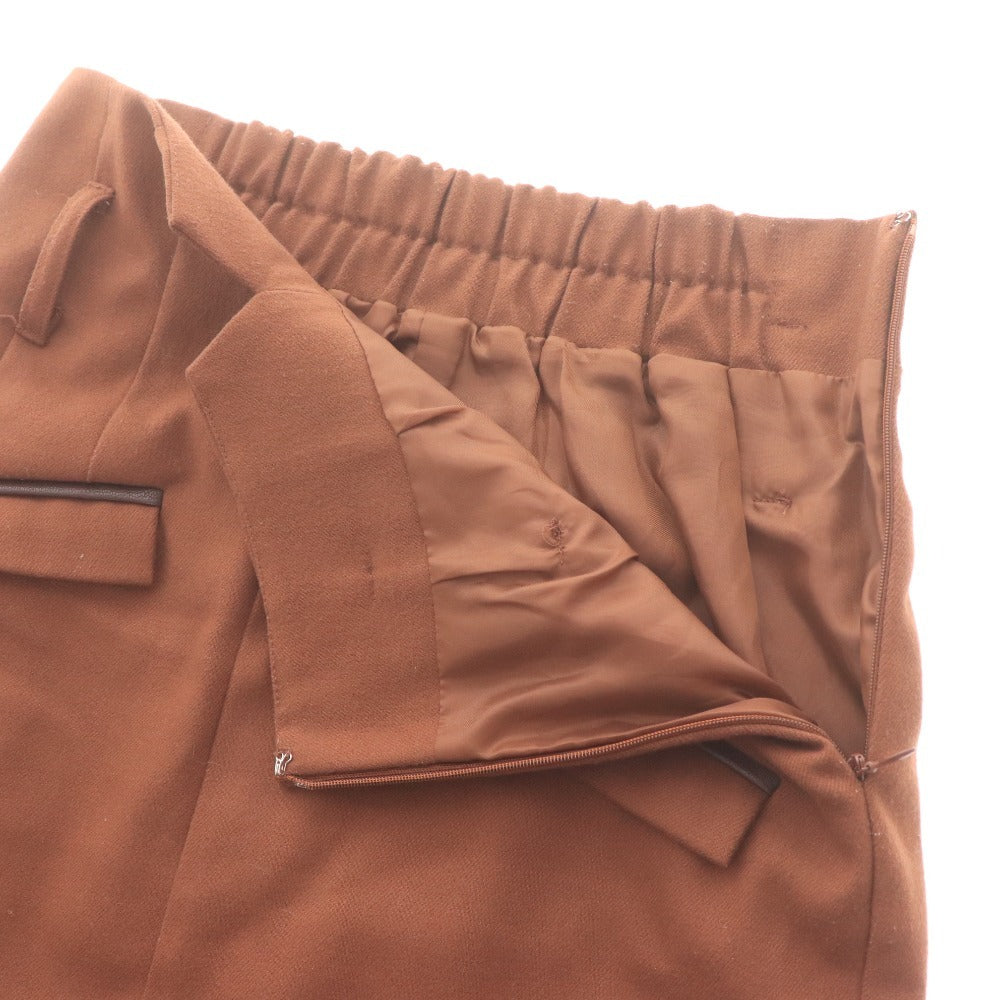 ■ リゼクシー スカート ひざ丈 ボトムス 無地 ベルト チャック ポケット レディース F ブラウン