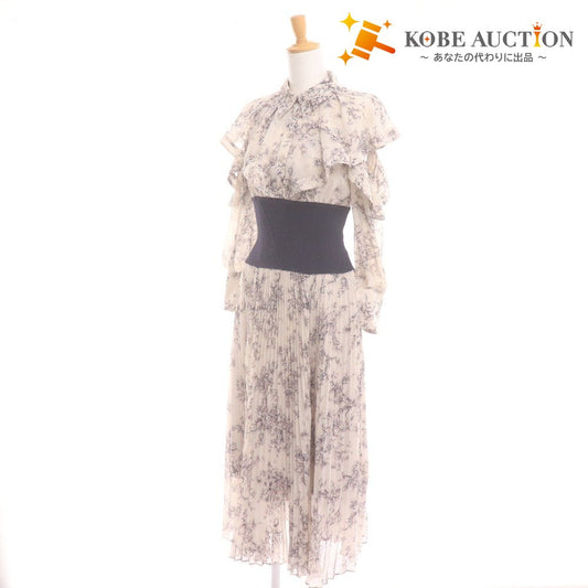 ■ スナイデル ロングワンピース 七分袖 トップス ボトムス 花柄 フリル ボタン レディース 0 ライトベージュ系