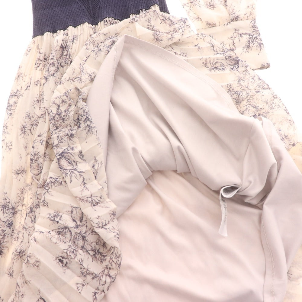 ■ スナイデル ロングワンピース 七分袖 トップス ボトムス 花柄 フリル ボタン レディース 0 ライトベージュ系